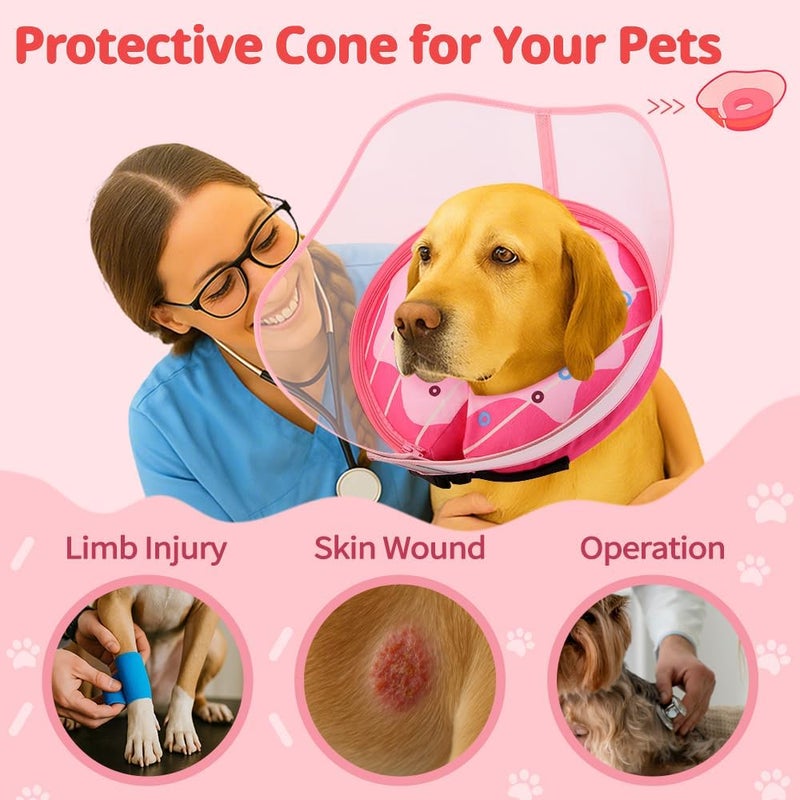 Inspack Soft Dog Cone Collar, Inflatable Cones Alternative After Surgery with Anti-Lick Shield, for Large/Medium/Small Dogs to Stop Licking, Elizabethan Neck Ecollars of Shame, Comfy Pillow Recovery, S - Image 4